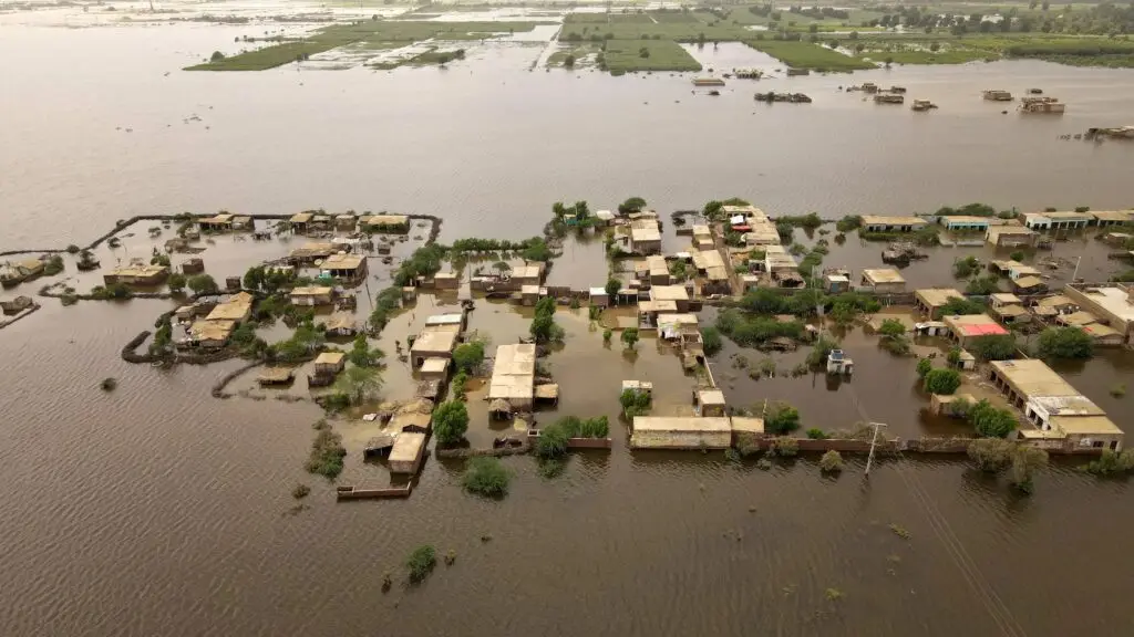 Aerial footage of flooding in Pakistan