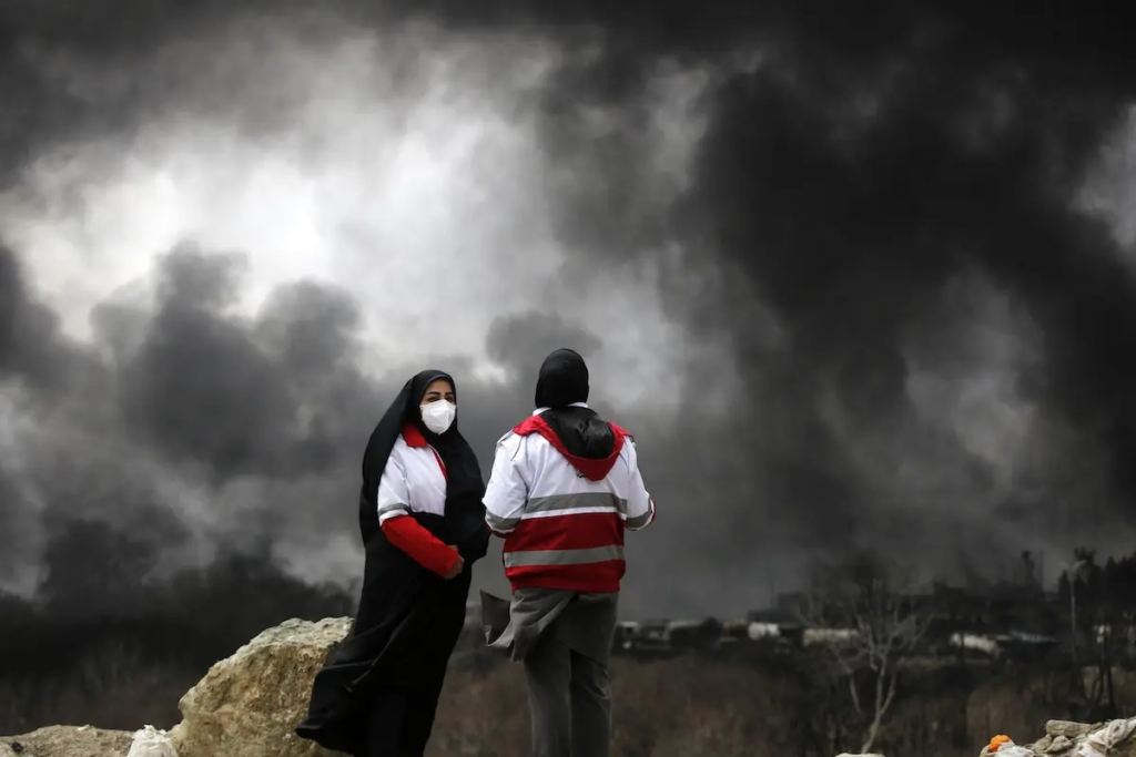Black smoke rising over Tehran on March 8, 2026.
