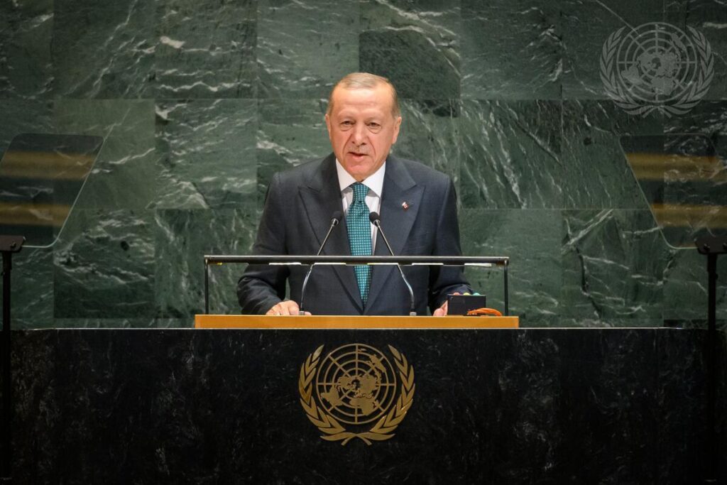 President of Türkiye Recep Tayyip Erdogan addresses the UN General Assembly.