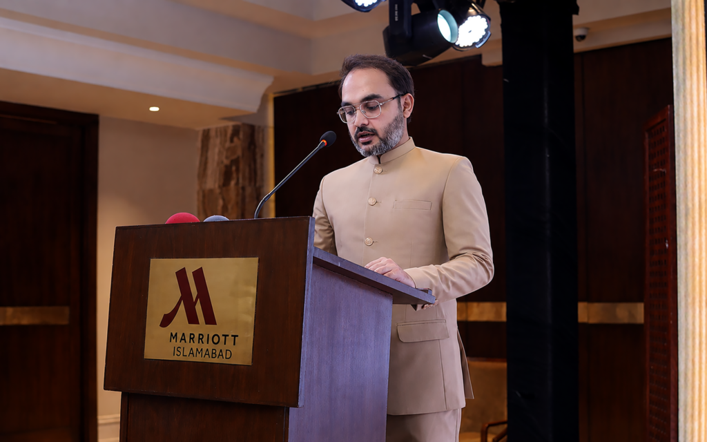 Founder & Chairman, Global Peace Summit, Shaikh Mahmud bin Ilyas, addresses the audience at the Pakistan ESG Policy Symposium 2026